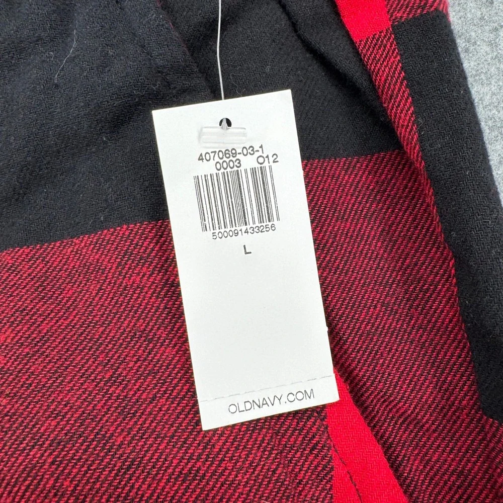 Old Navy Pajama Pants Mens L Red Black Buffalo Plaid Cotton 407069-03-1